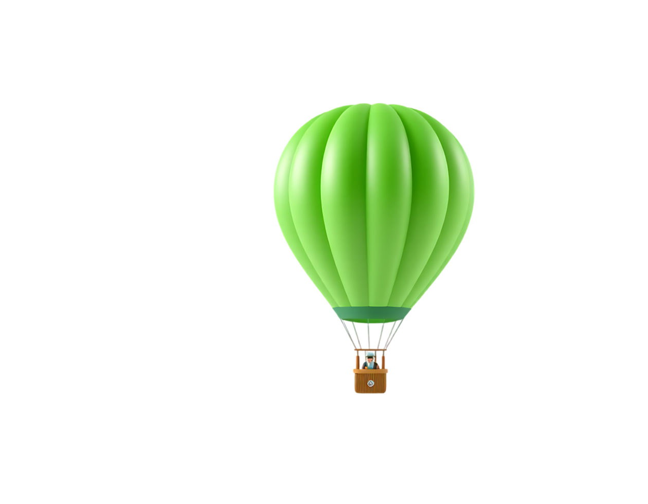 Green Hot Air Balloon Floating in the Sky png