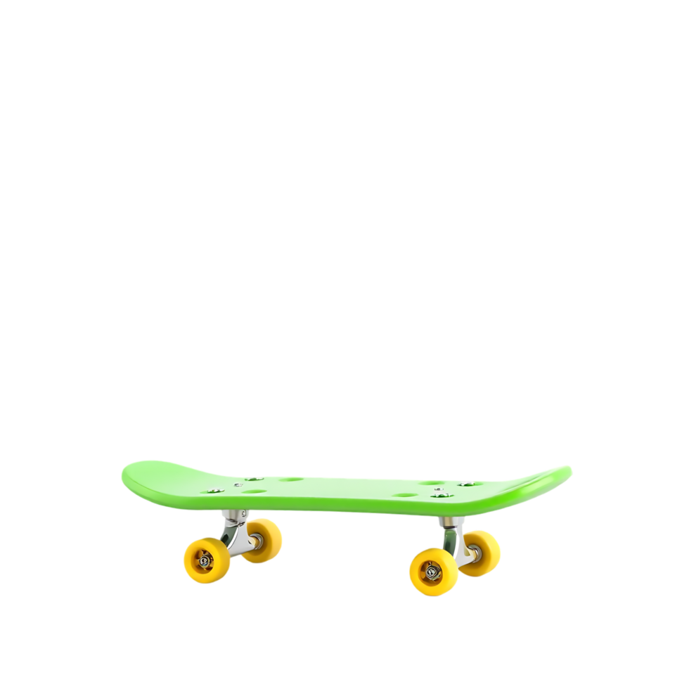 Green skateboard with yellow wheels png