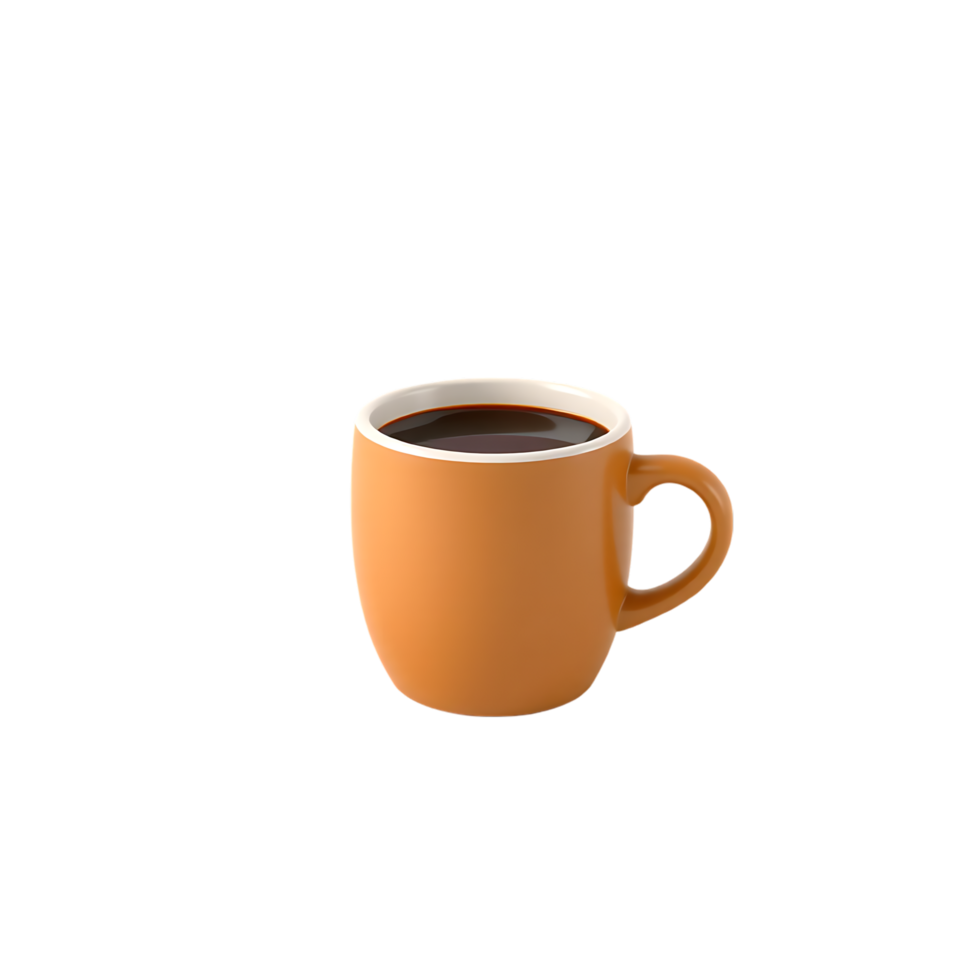 Orange coffee mug with coffee png