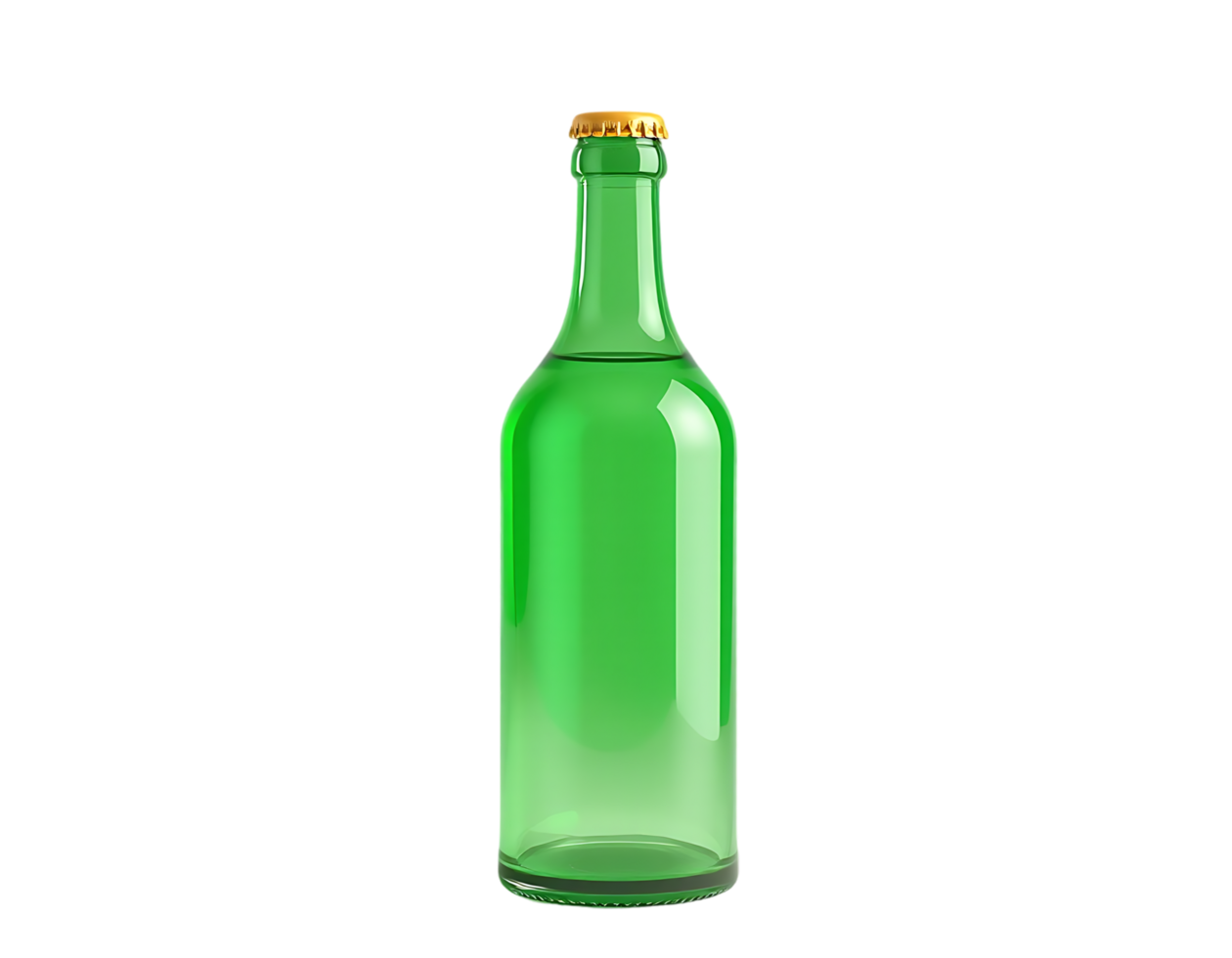 Green Bottle with Gold Cap on Transparent Background png