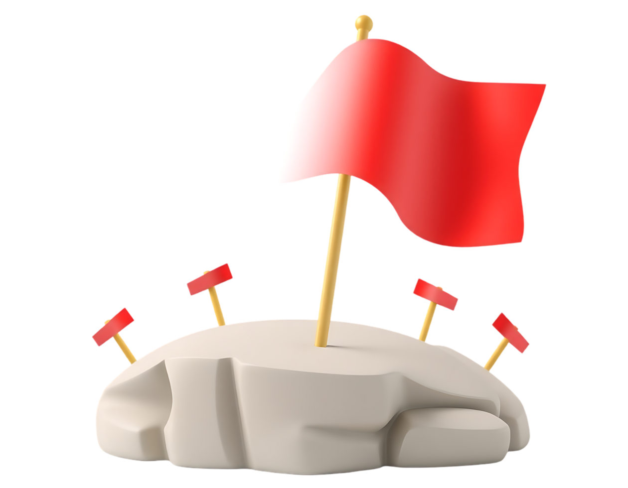 Red Flag on a Rock Representing Achievement and Success png