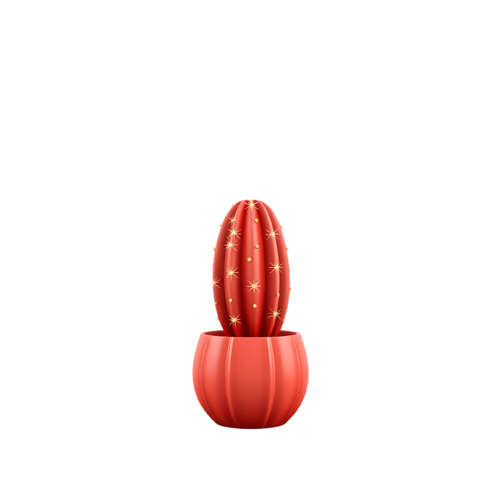 Red Cactus in a Decorative Pot png