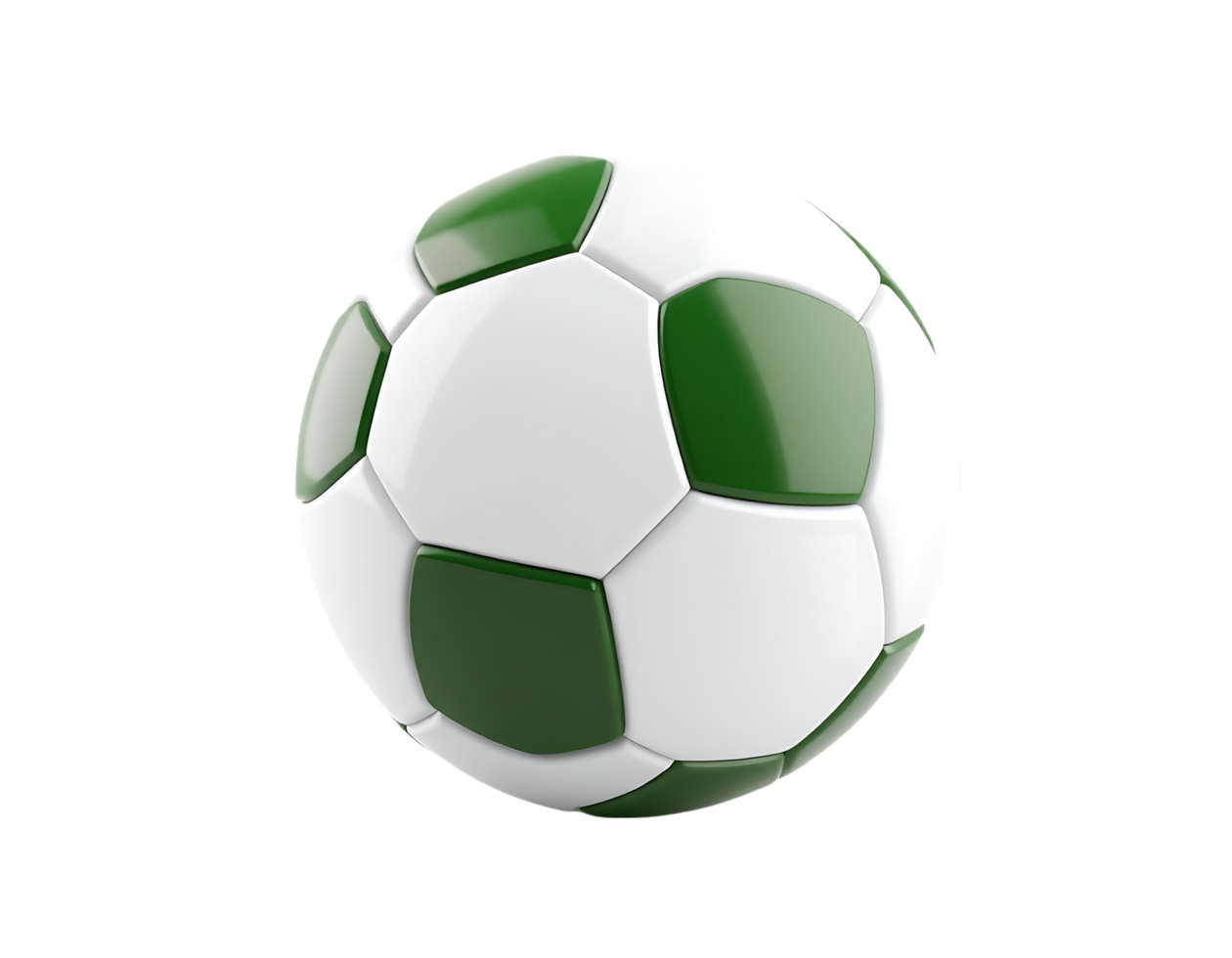 Green and white soccer ball isolated on transparent background png