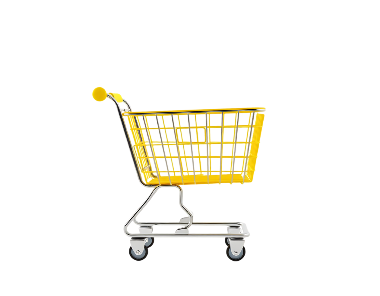 Yellow Shopping Cart Isolated on Transparent Background png