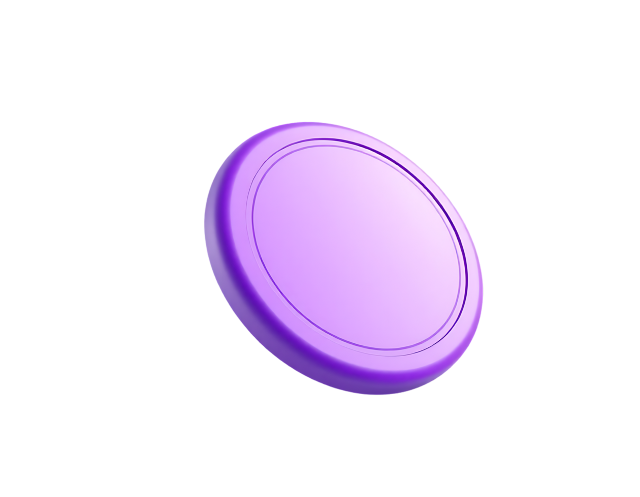 A 3D render of a purple frisbee isolated on a transparent background png