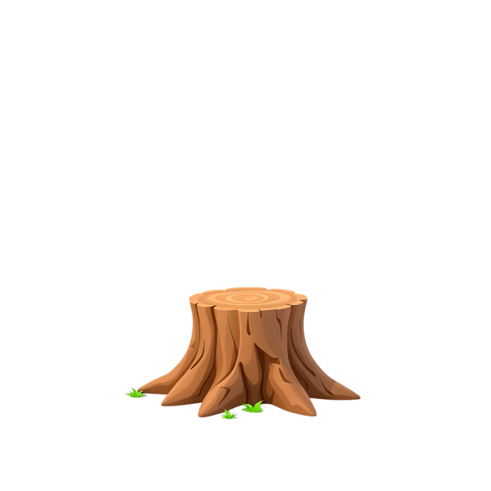 Detailed illustration of a tree stump on a transparent background, perfect for nature-themed designs png