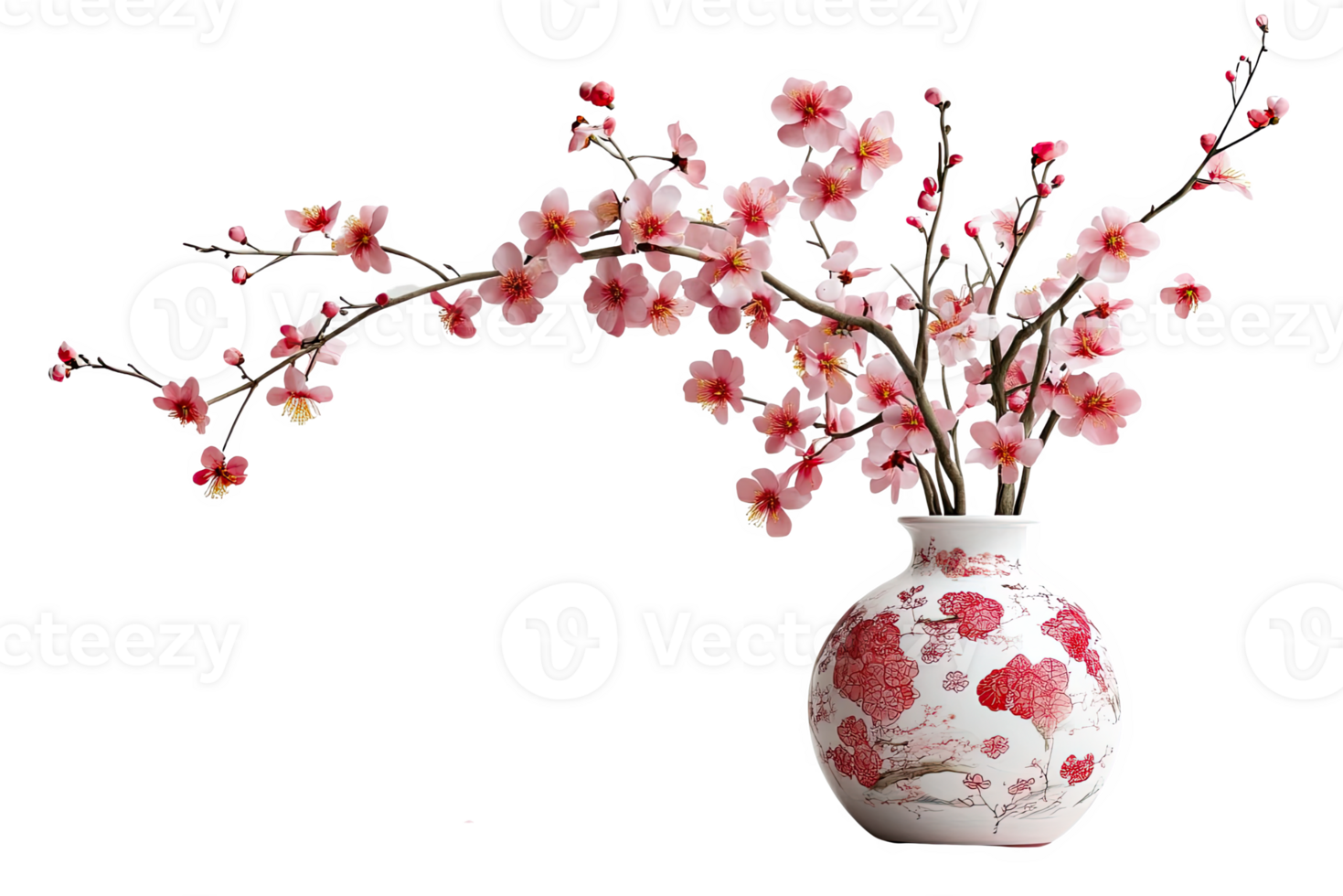 A vase with pink flowers png