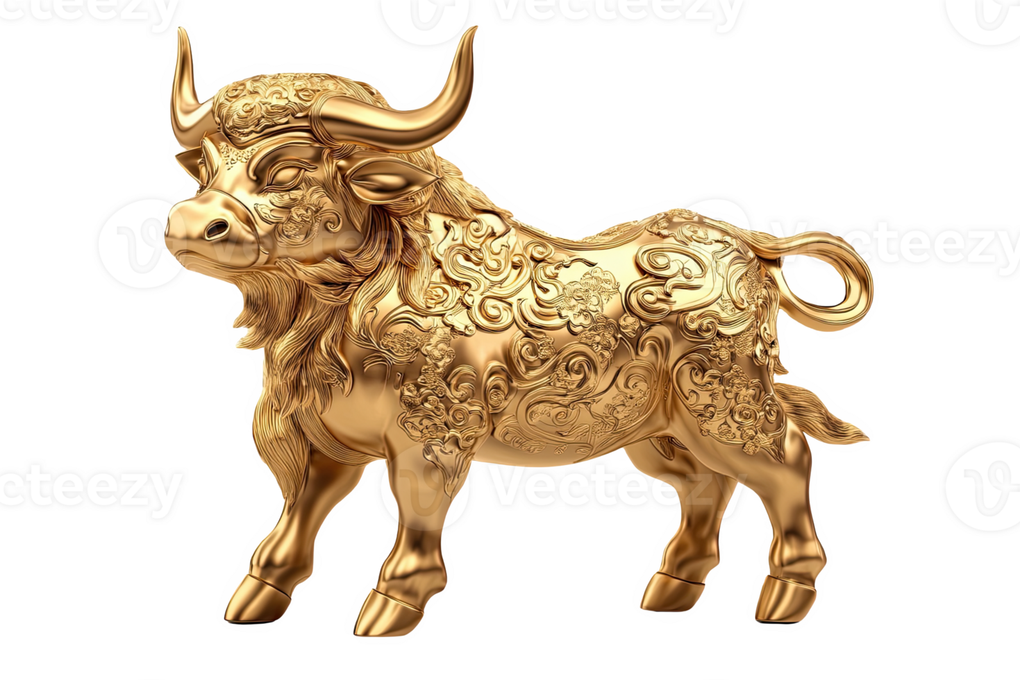 Golden bull statue png