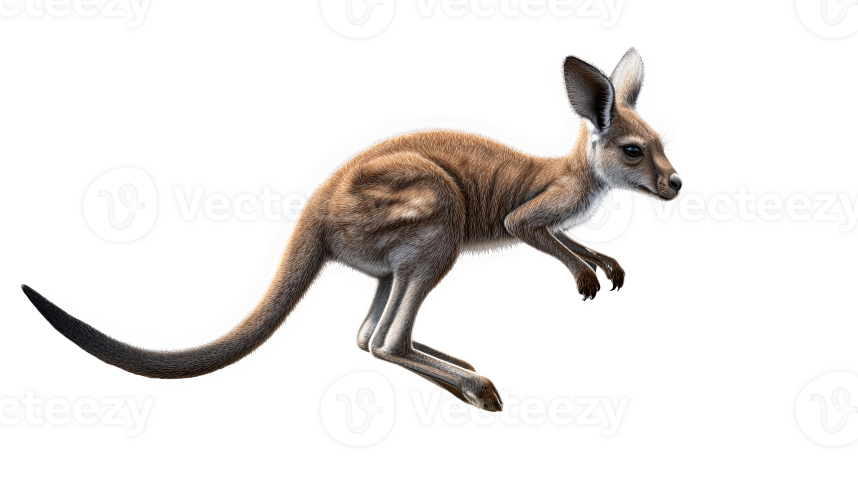 A kangaroo in mid-jump, showcasing its unique anatomy png