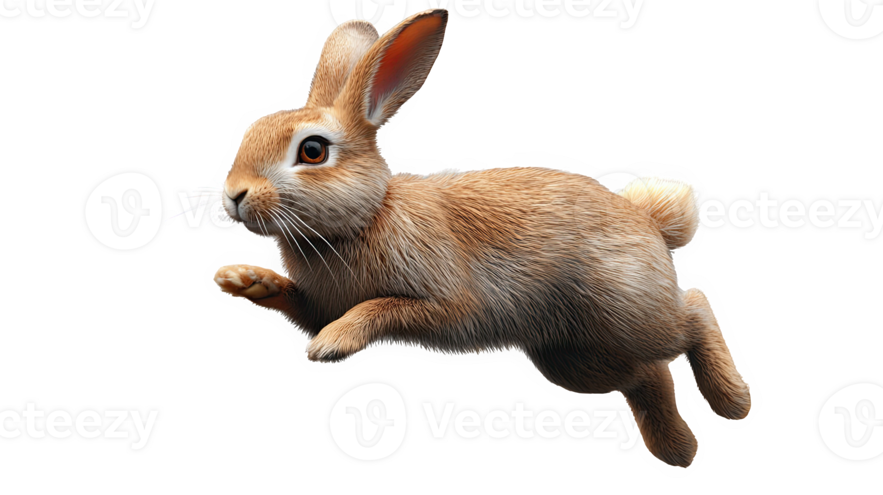 A cute rabbit leaping in mid-air with a fluffy coat png