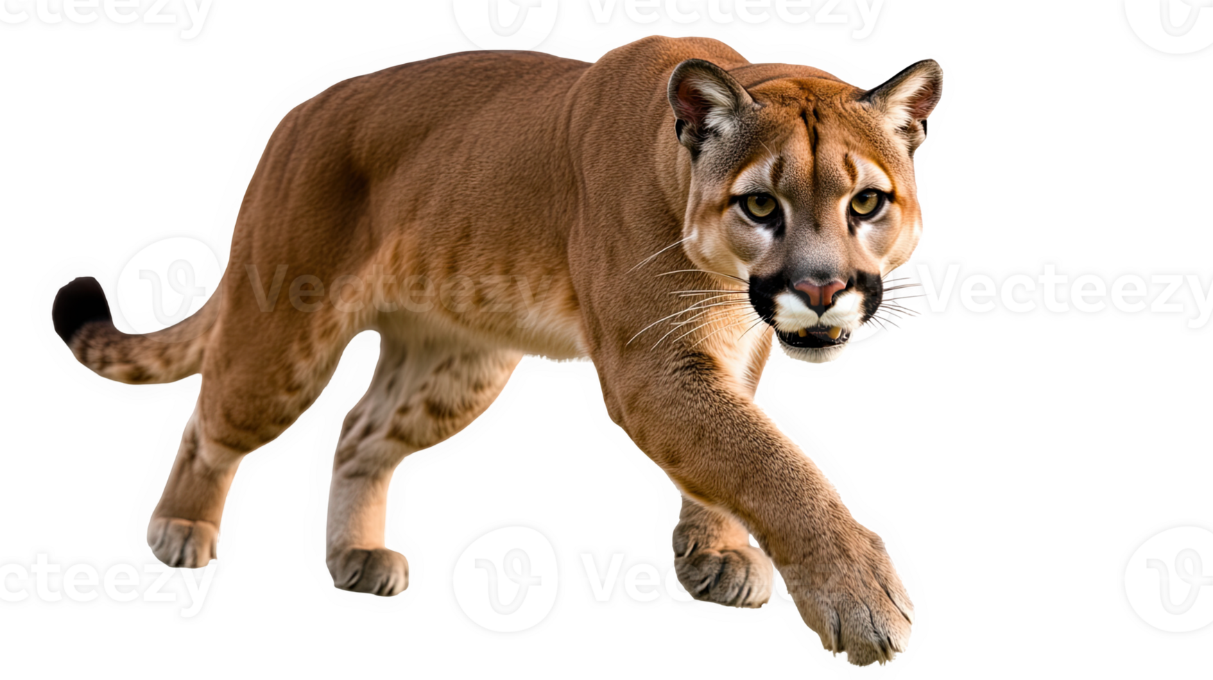 A majestic puma gracefully walking, showcasing its powerful presence png