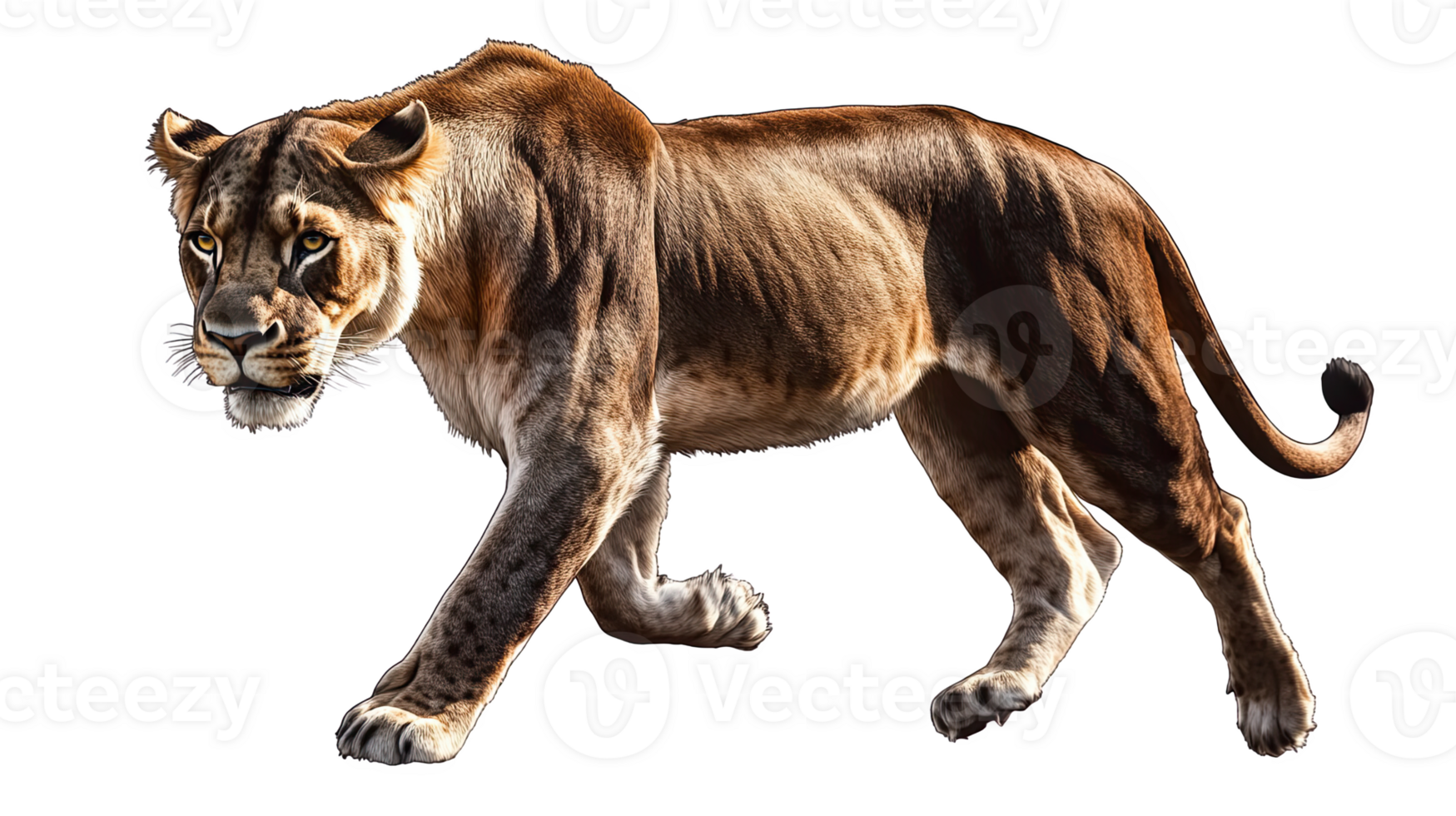 A majestic liess walking gracefully png