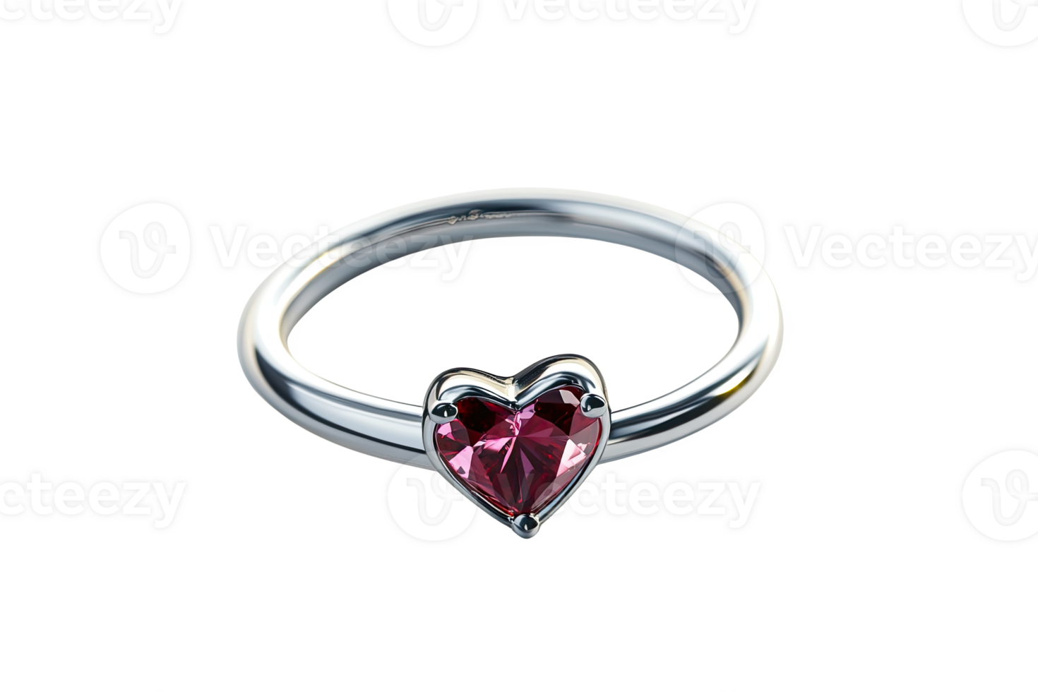 A beautiful silver ring featuring a heart-shaped gemste, perfect for romantic occasis. png