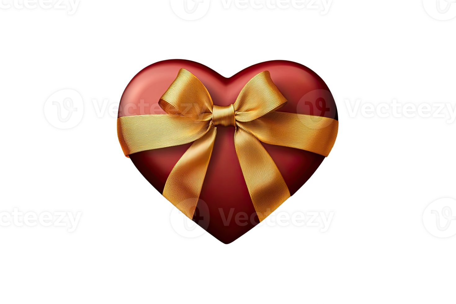 Red heart-shaped gift box with a golden ribb, perfect for celebratis and romantic occasis. png