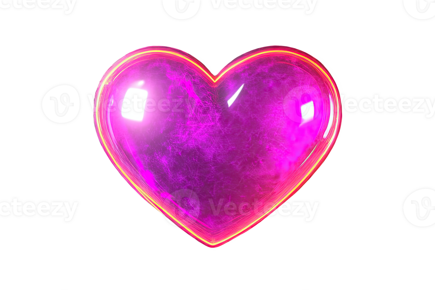 Shiny pink heart shape with a glowing outline, perfect for romantic themes and designs. png