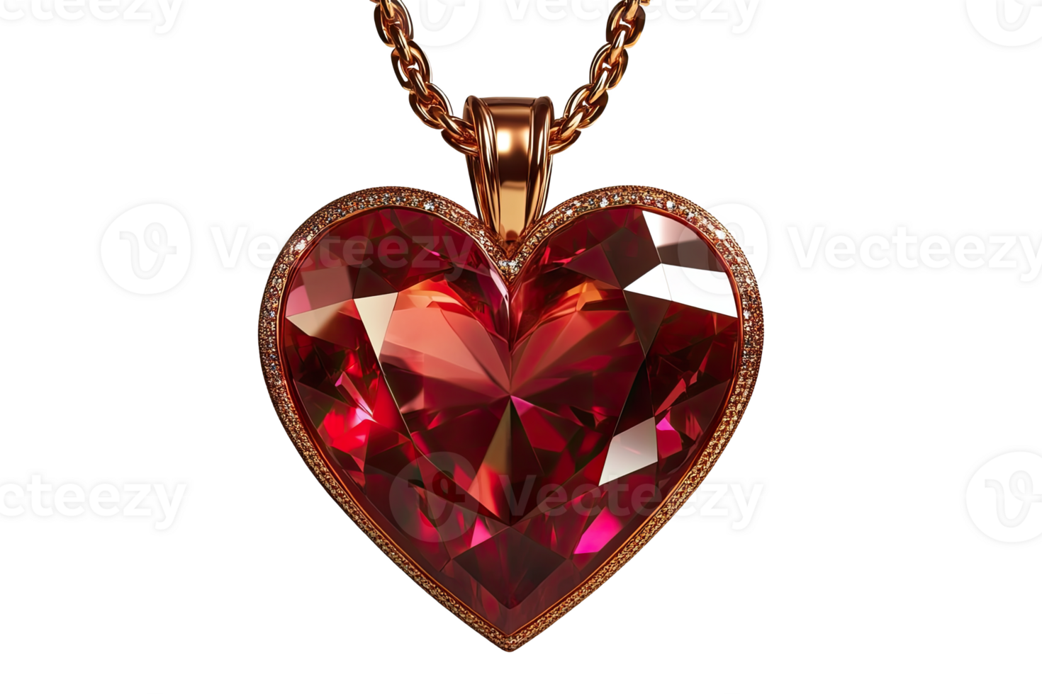 Shimmering heart-shaped ruby pendant hanging from a gold chain, perfect for romantic gifts or fashi. png
