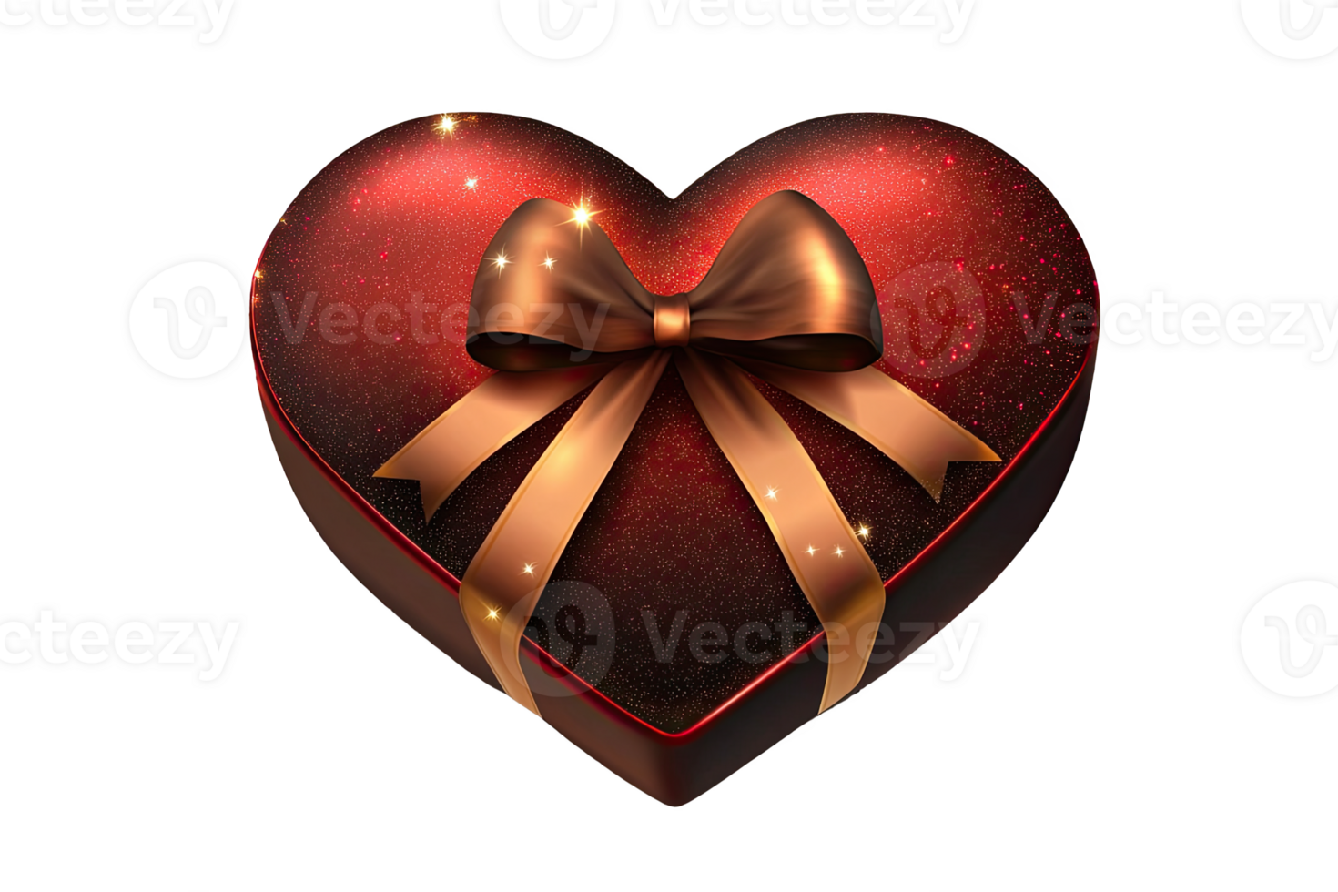 Heart-shaped gift box adorned with a golden bow, perfect for expressing love special occasis. png