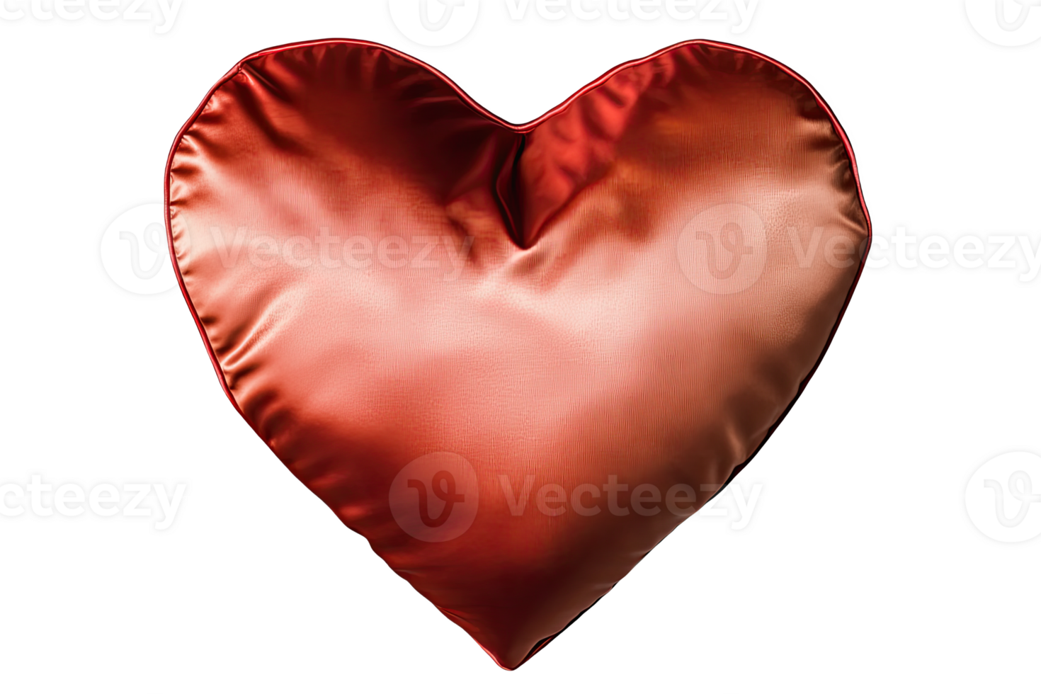 Heart-shaped satin pillow in rich red color png