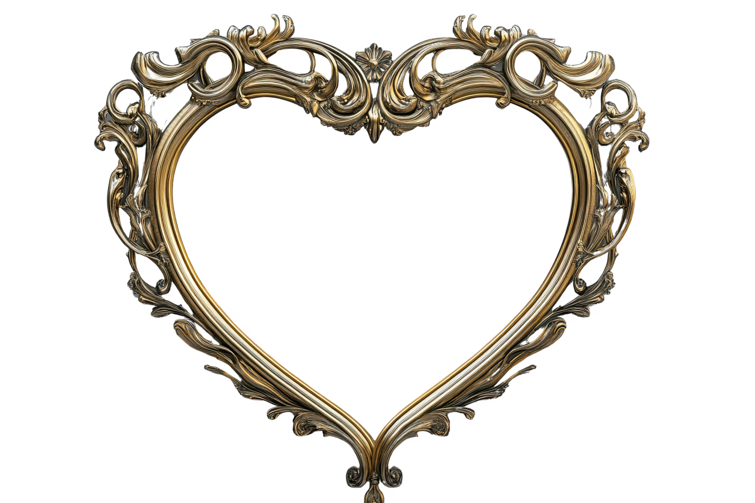 Ornate heart-shaped frame, ideal for showcasing art or photos, intricate details png