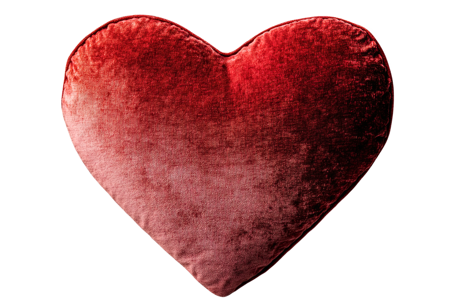 Soft plush heart-shaped pillow in rich red velvet, perfect for home decor and gifting. png
