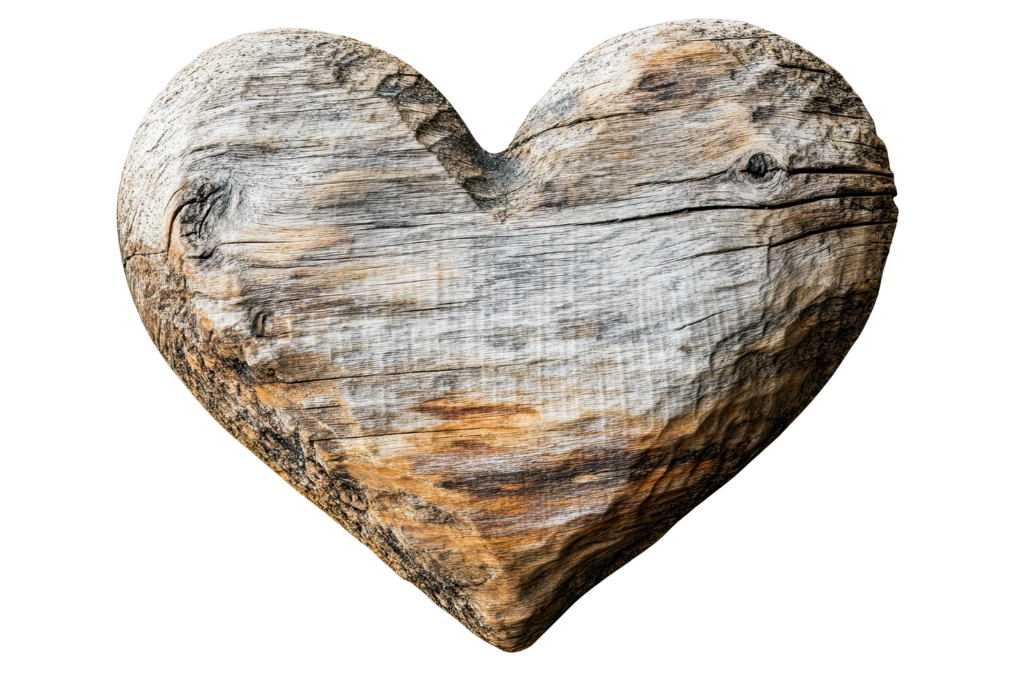 Heart-shaped wooden piece , symbolizing love and nature. png