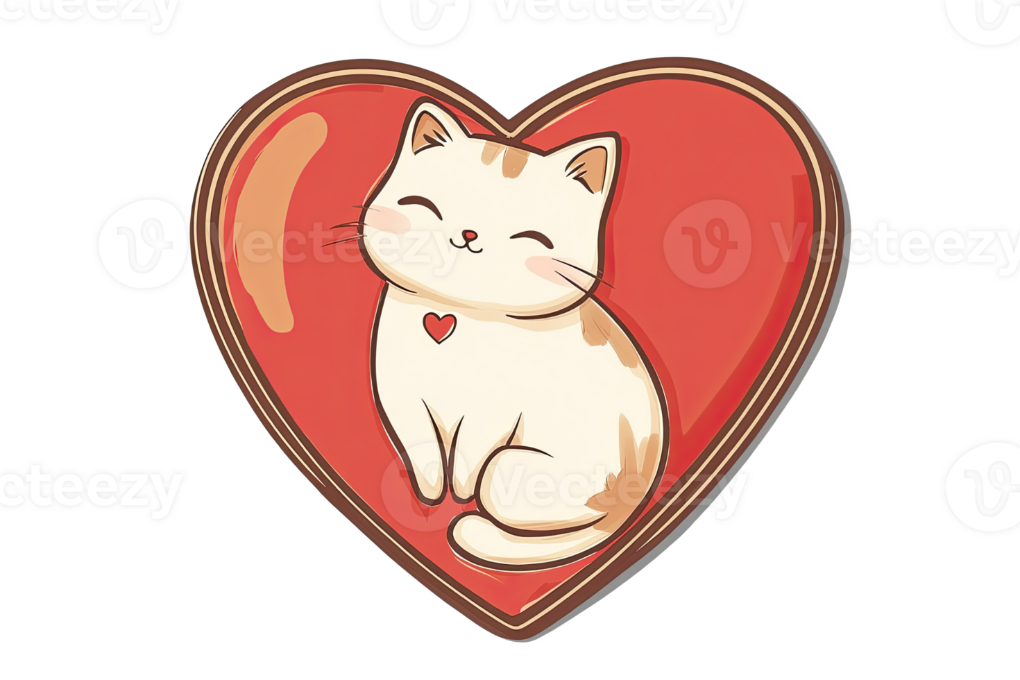 Cute cat illustrati inside a heart png