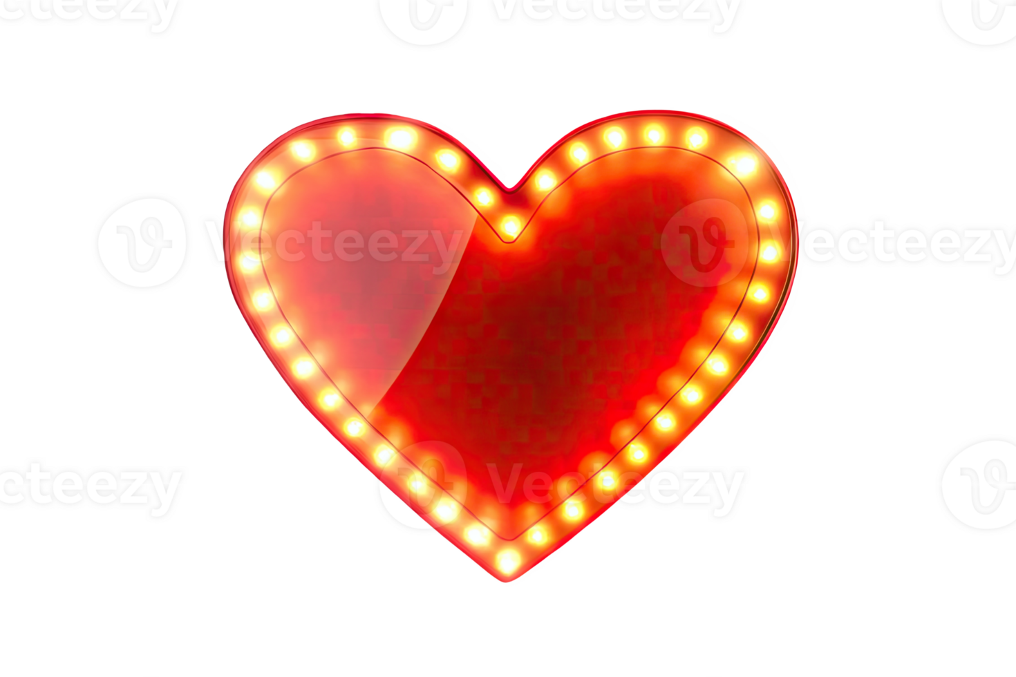 Bright red heart with glowing lights, perfect for expressing love and affecti. png