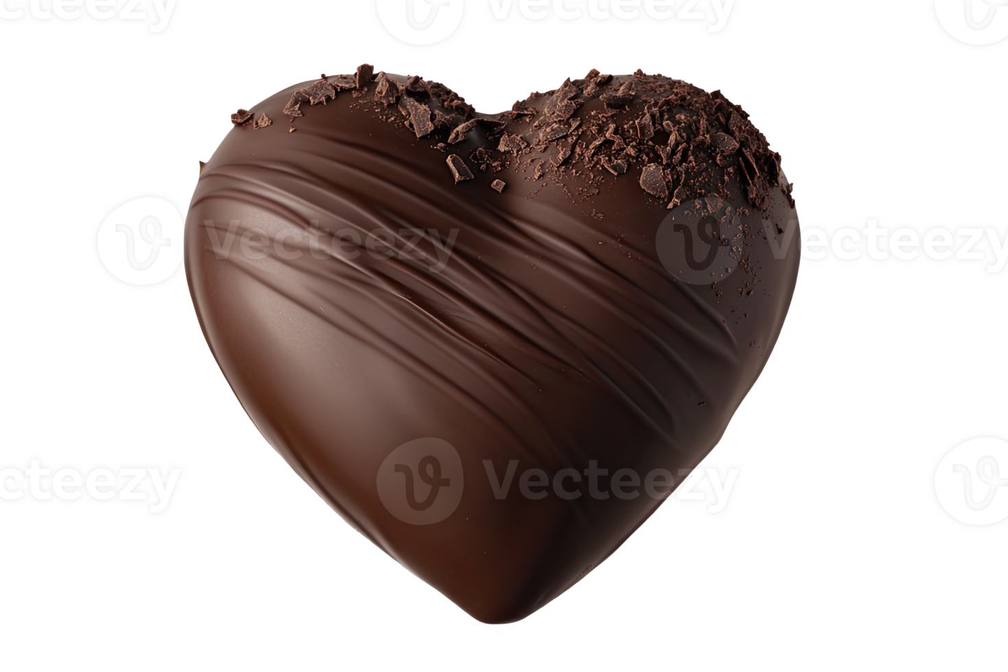 Delicious chocolate heart, topped with shavings, perfect for sweet occasis. png