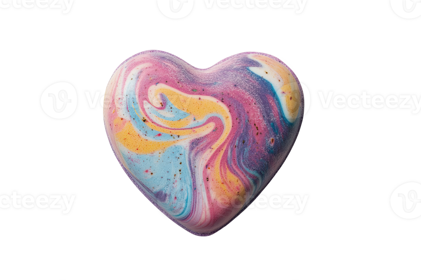 Colorful heart-shaped design with swirling patterns png