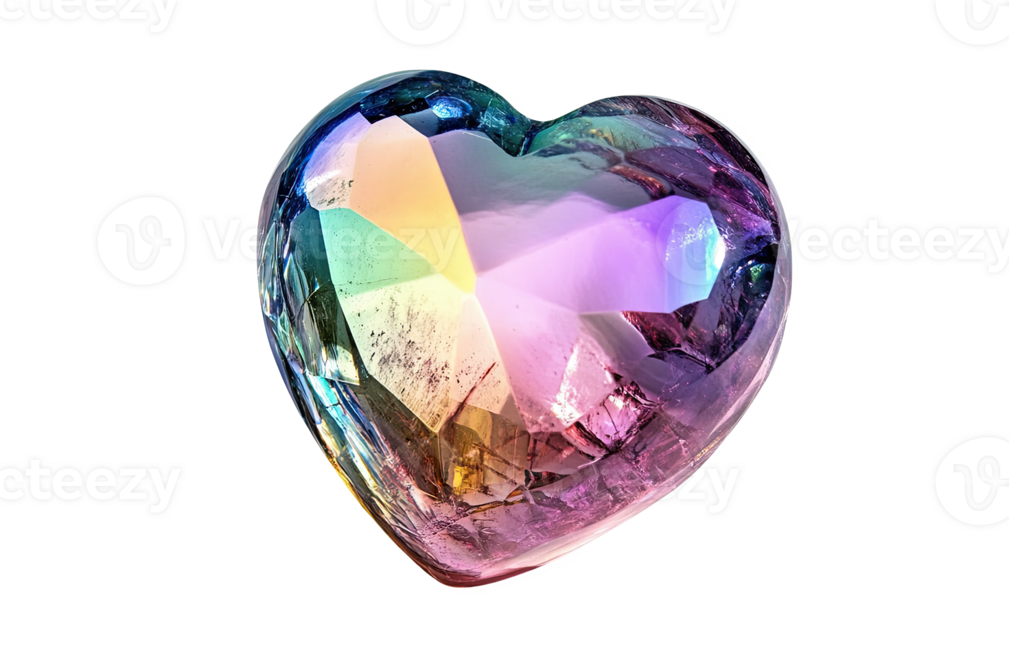 Colorful blink heart-shaped crystal png