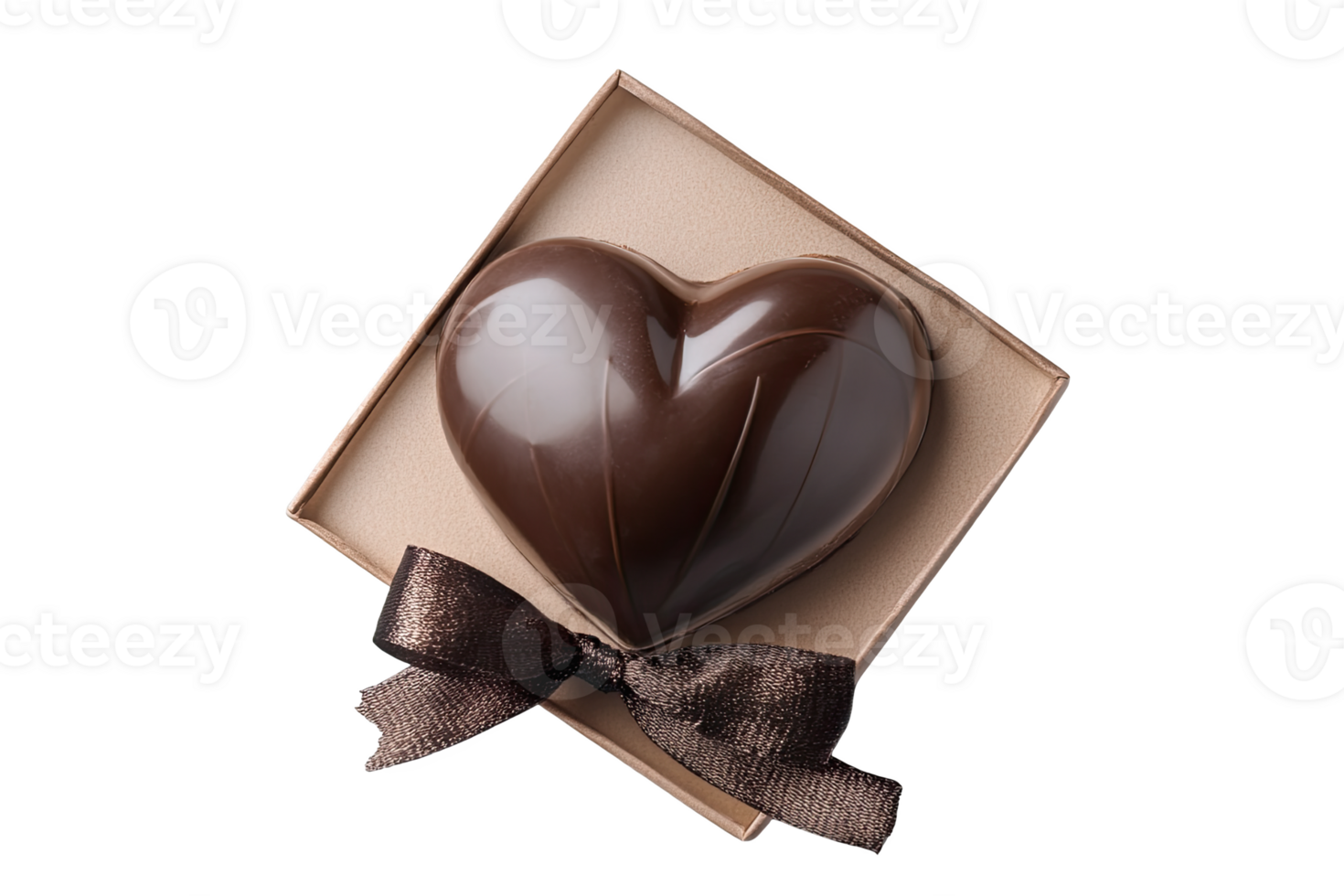 Heart-shaped chocolate in a gift box with a bow, perfect for special occasis. png