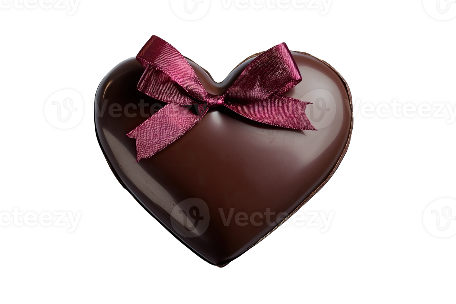 Heart-shaped chocolate box with a burgundy ribb, perfect for gifting or special occasis. png