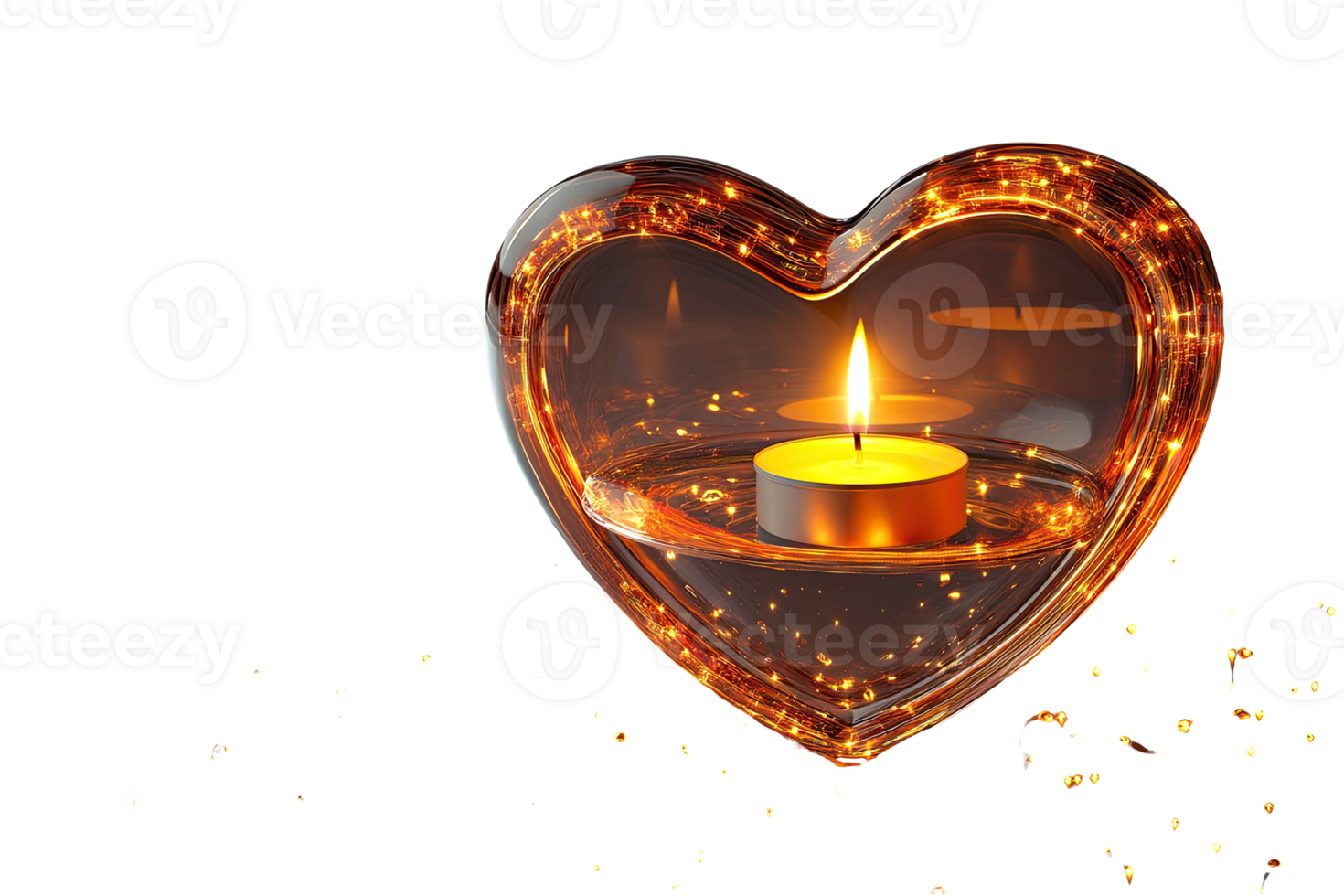 Heart-shaped candle holder glowing with a warm light, creating a cozy atmosphere png