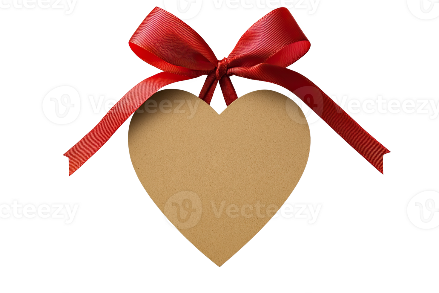Heart-shaped cardboard with a red ribb png