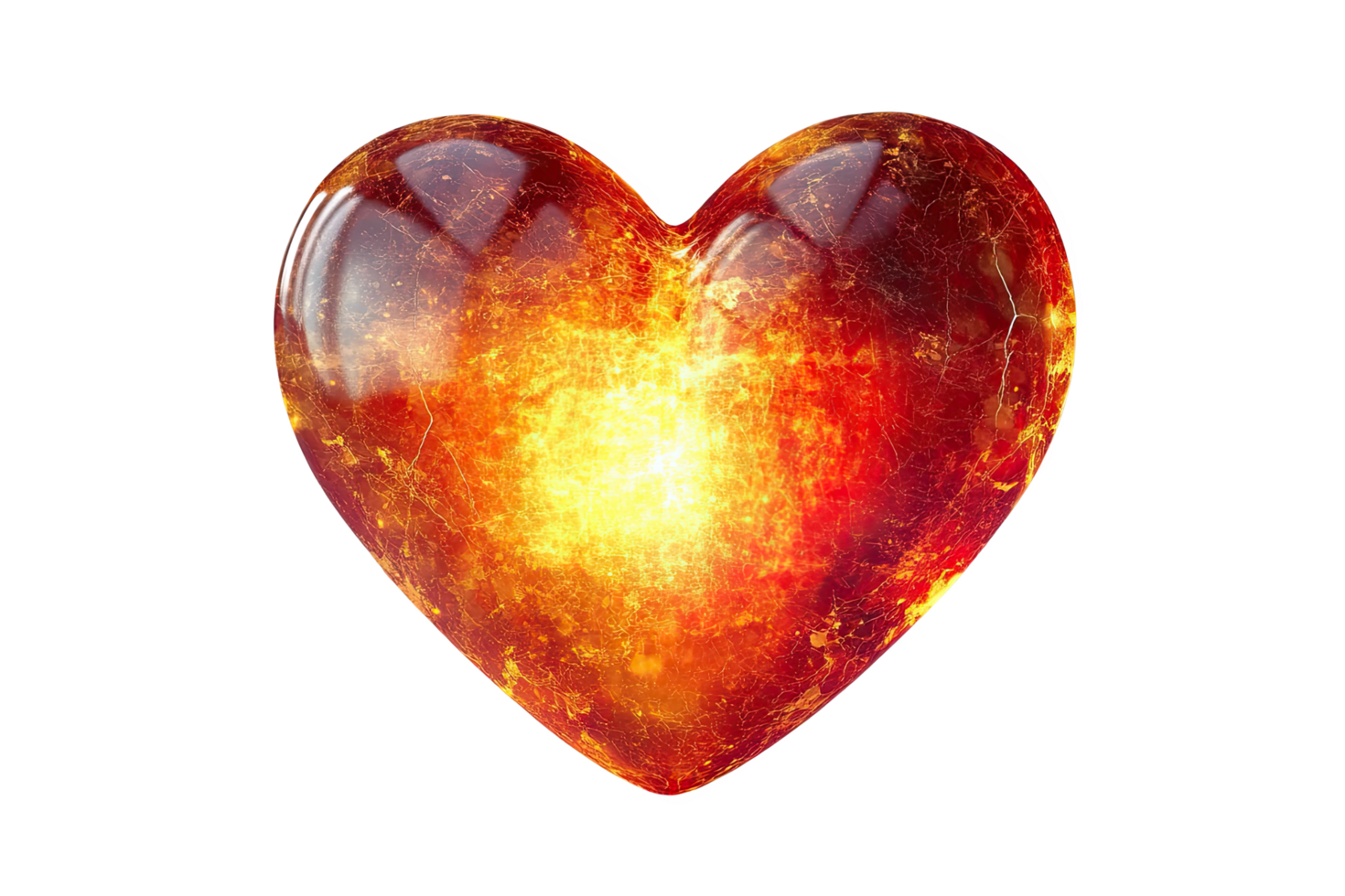 Glowing heart symbol, vibrant orange and red colors, a png