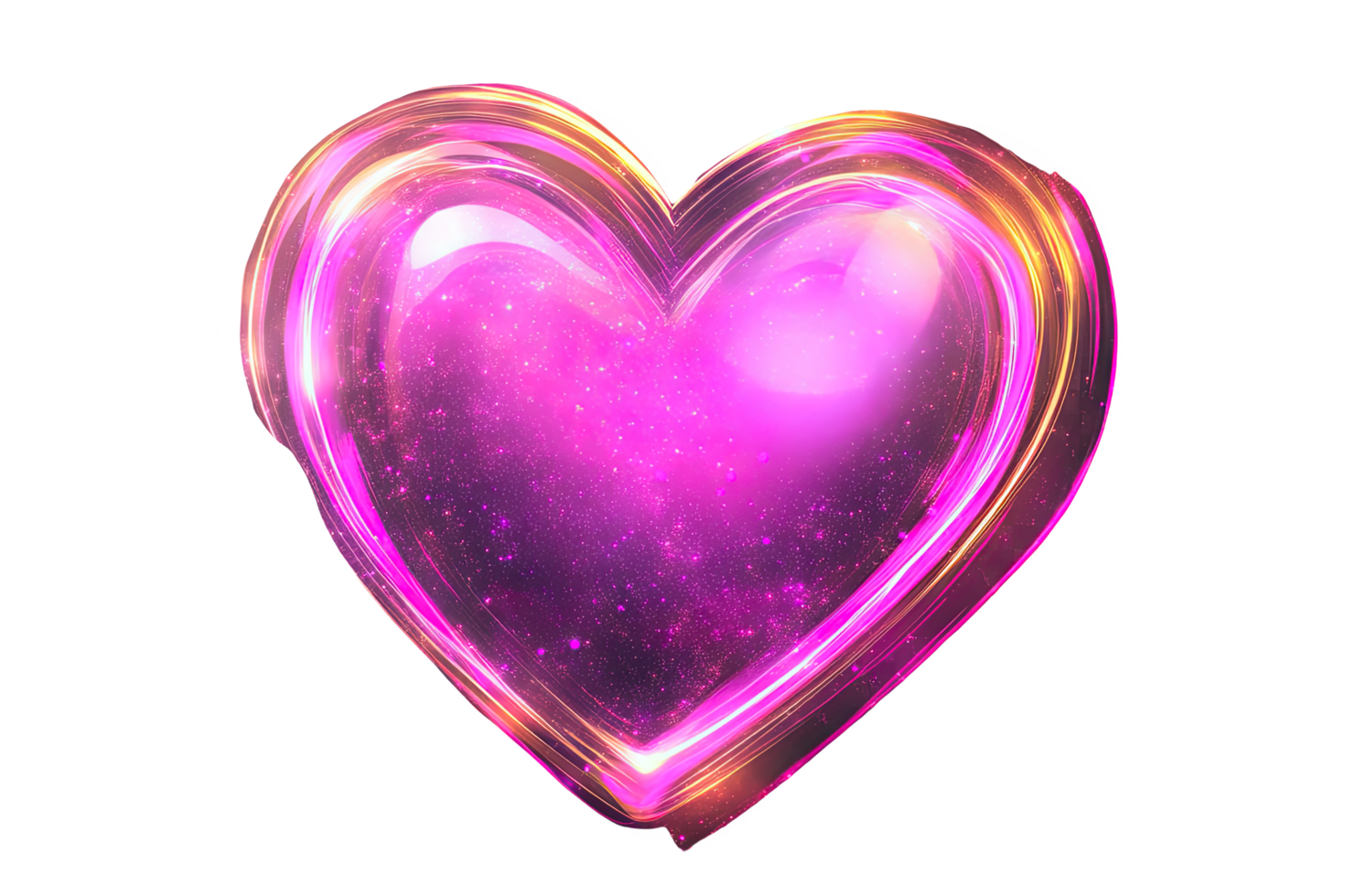 A vibrant, glowing pink heart with a cosmic , ideal for romantic designs and illustratis. png