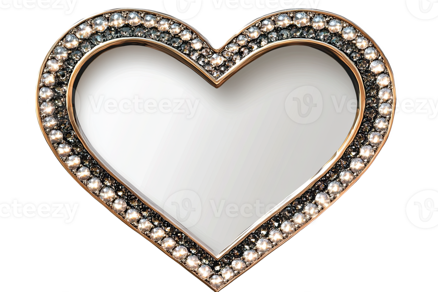 Decorative heart-shaped mirror with ornate border, perfect for romantic or artistic themes. png