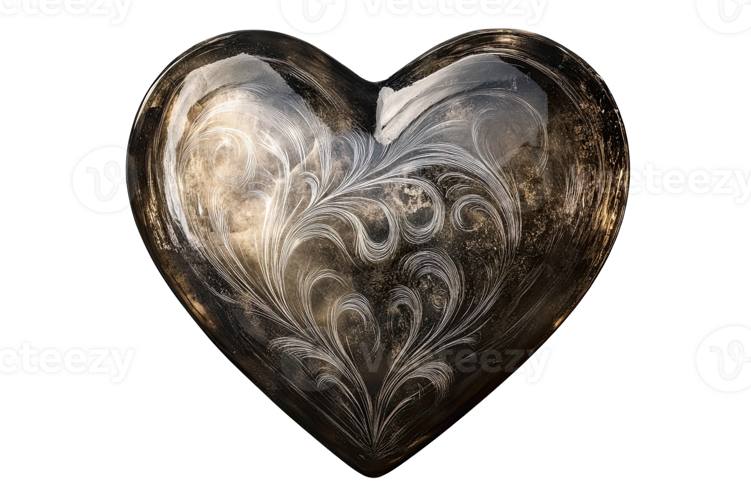 Decorative heart-shaped object with swirling patterns png