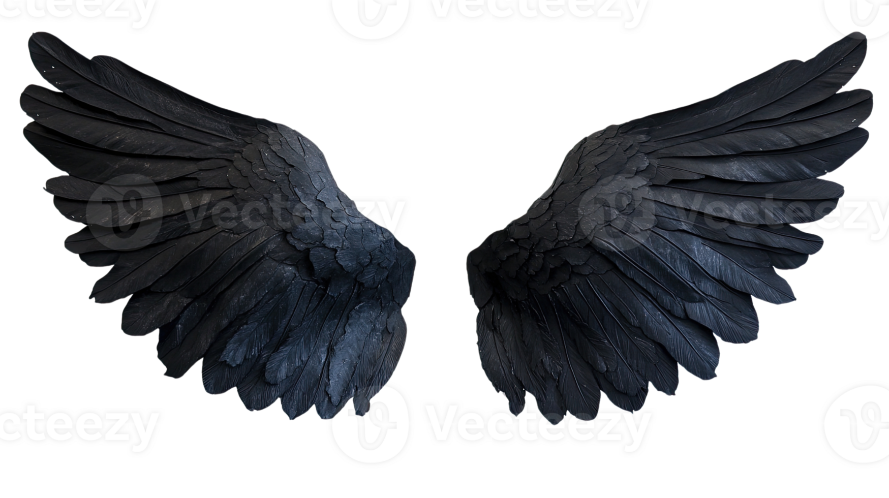 A stunning set of black wings, symbolizing freedom and spirituality, perfect for creative projects and themes. png