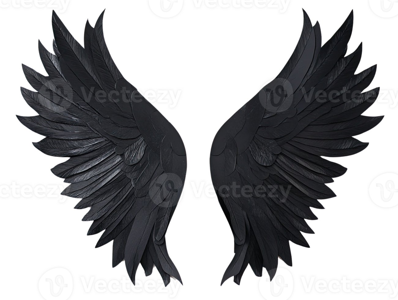 Beautiful black angel wings, representing freedom and spirituality, ideal for creative and artistic projects. png