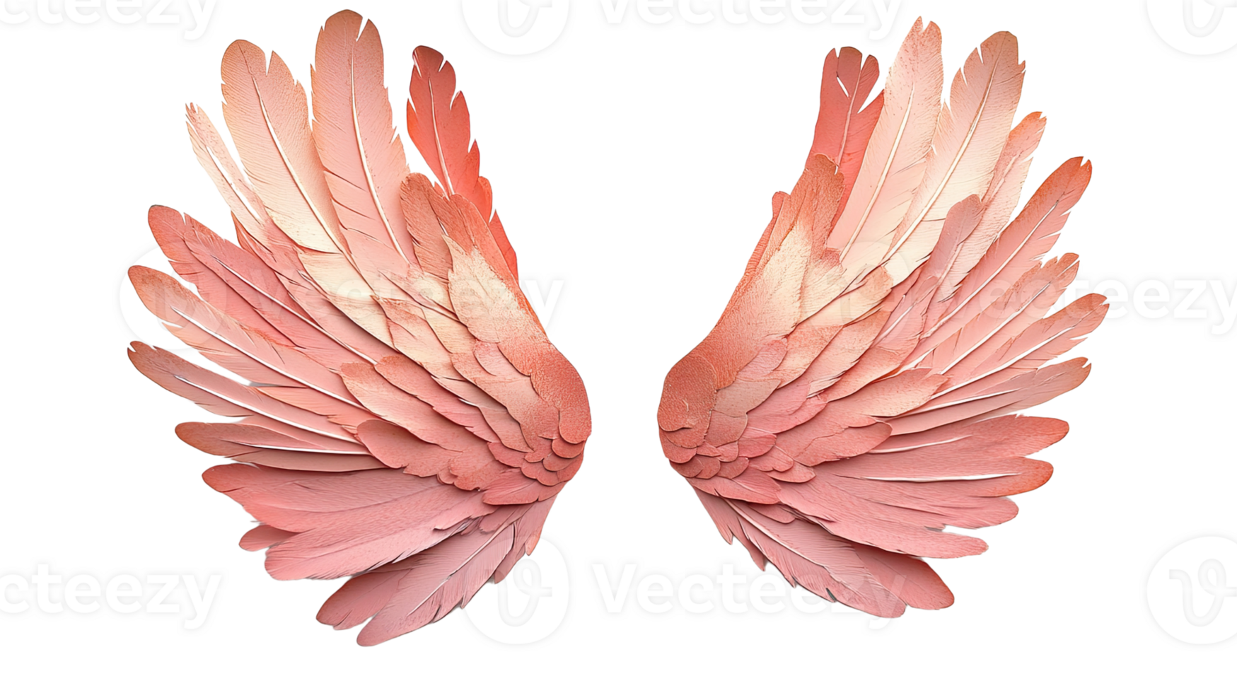 Beautifully crafted pink feather wings symbolize freedom and spirituality, perfect for creative or artistic projects. png