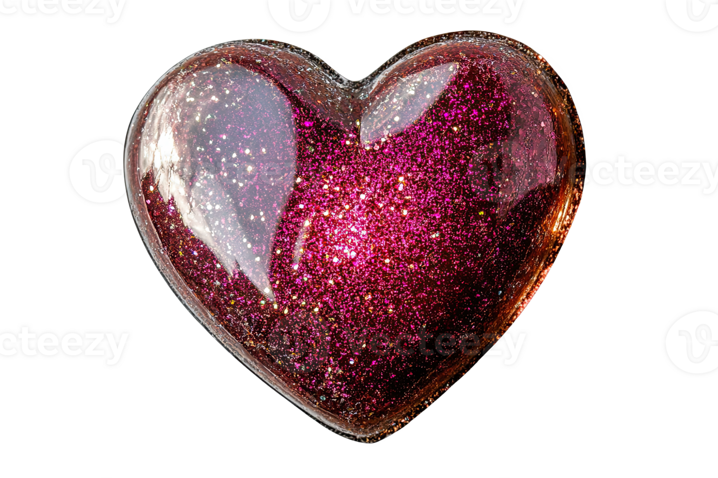Glittery heart shape, reflecting light, ideal for love and celebrati themes, png