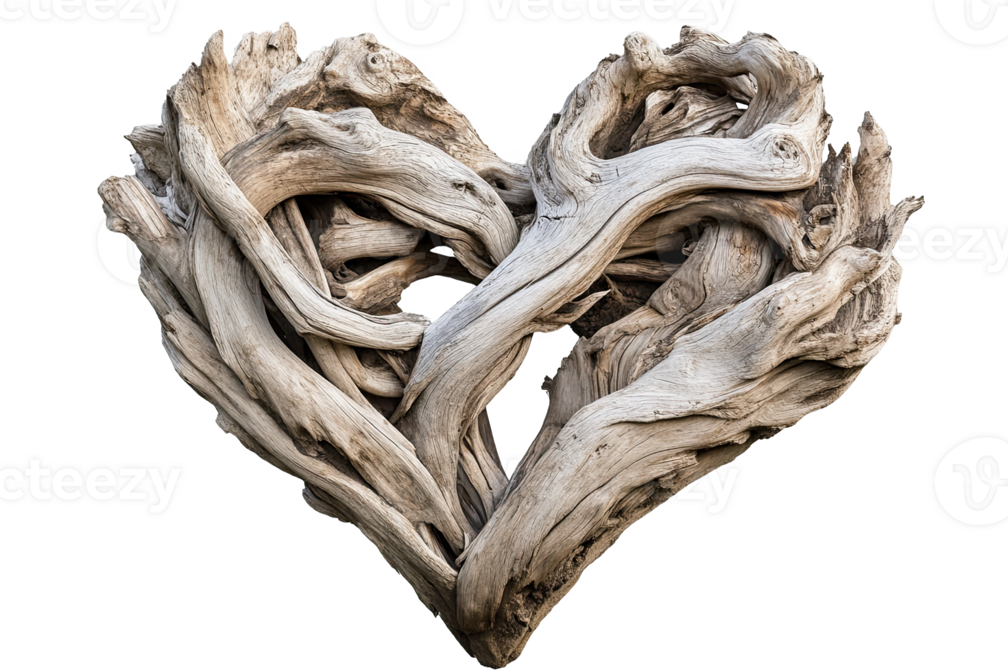 Heart shape made from driftwood png