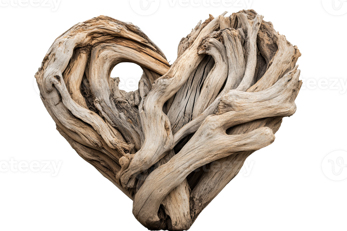 Heart shaped driftwood sculpture png