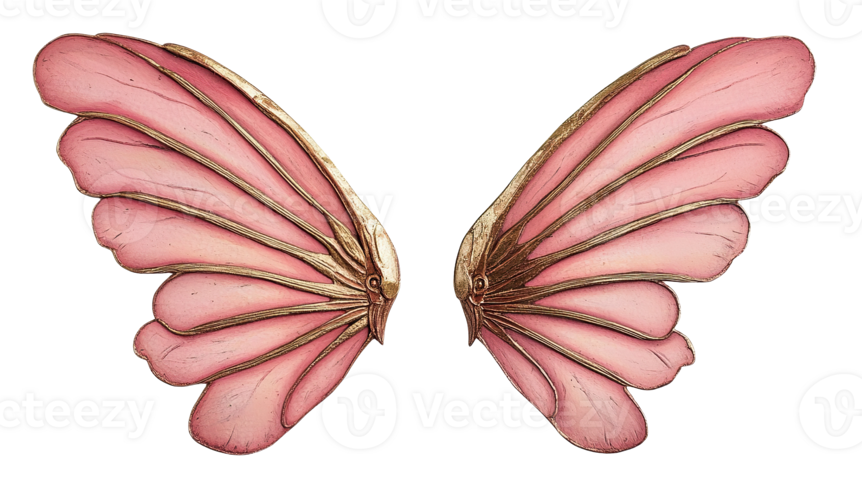 Delicate pink butterfly wings showcasing intricate patterns and textures, perfect for artistic and nature-themed projects. png
