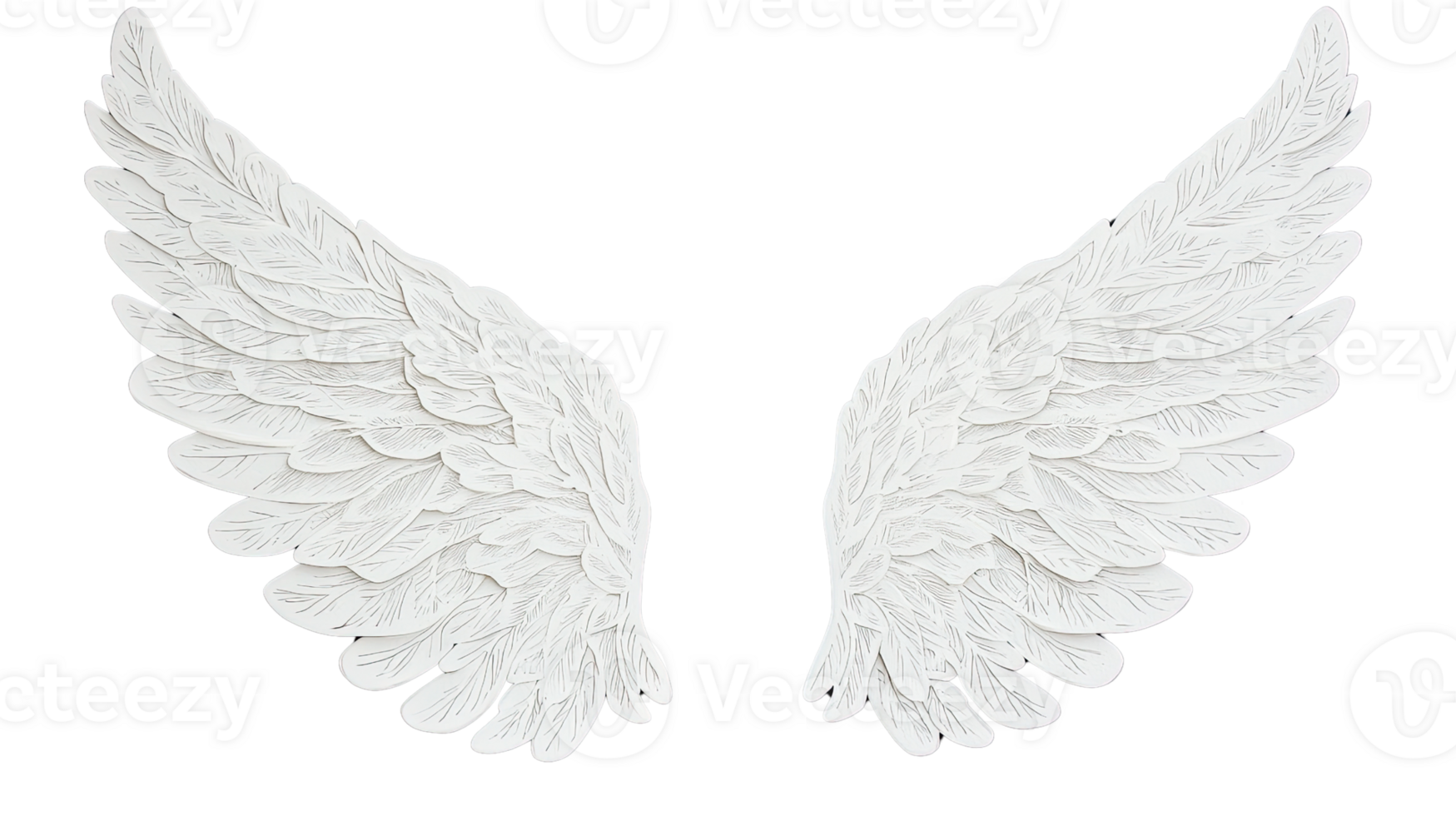 Elegant white angel wings symbolize grace, purity, and the divine. Perfect for themes of inspiration and spirituality. png