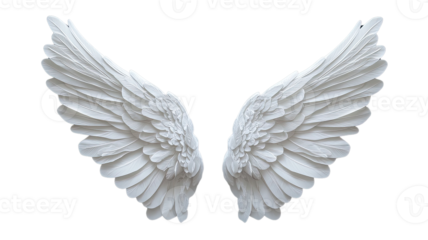 Elegant white angel wings, symbolizing freedom, hope, and spirituality. Perfect for artistic and inspirational projects. png