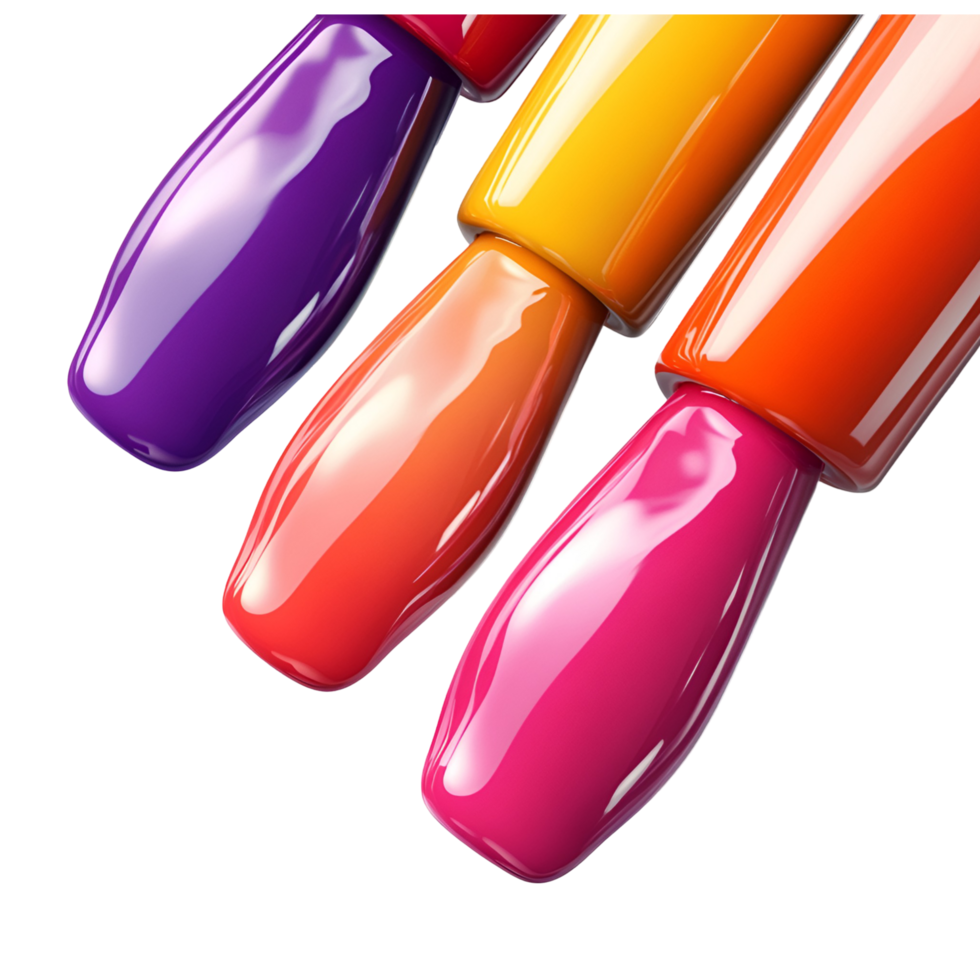 Colorful Nail Polish Bottles Set Transparent Background png