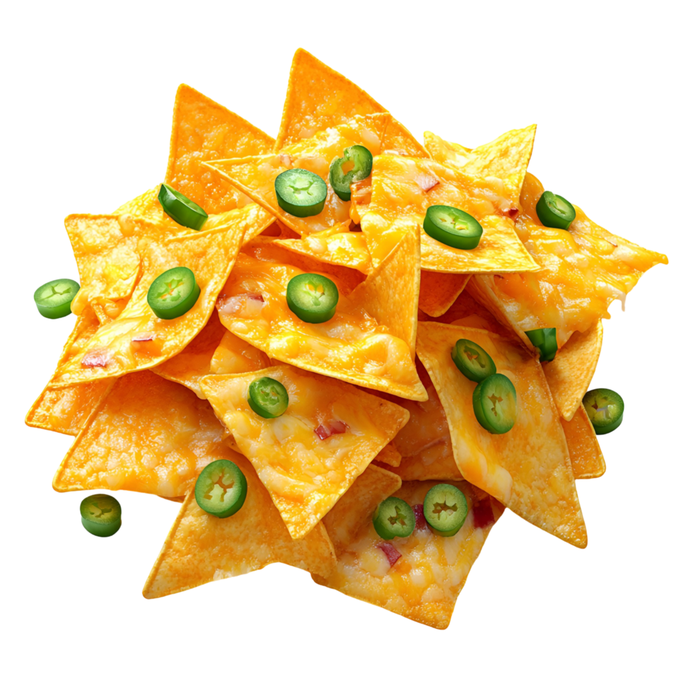 Cheesy Nachos With Jalapenos On Transparent Background png