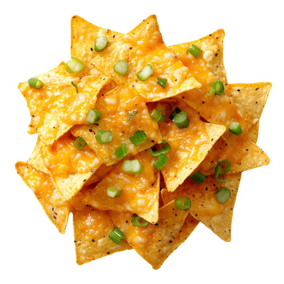 Tortilla Nachos With Toppings On Transparent Background png
